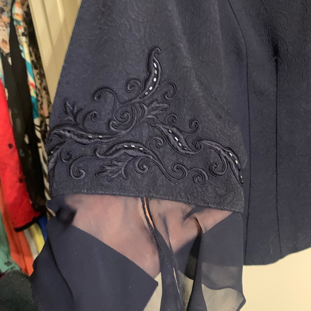 Plaza South Navy Embroidered Women's Blazer - Picture 2 of 5